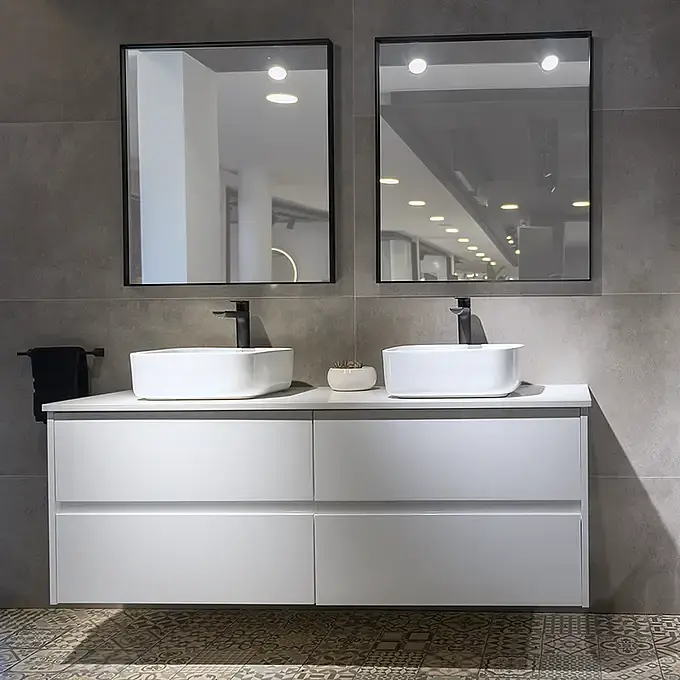 Mueble Suspendido Neu Doble Blanco 151 cm Incluye Lavamanos