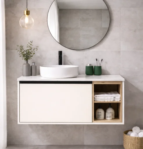 Mueble Suspendido Wafer Blanco Incluye Lavamanos