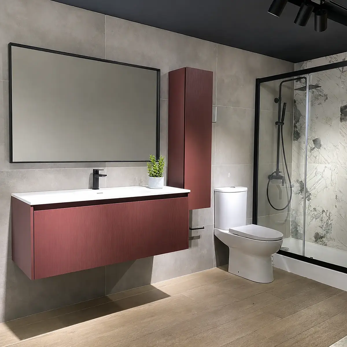 Mueble Suspendido Harz 120x48x45 cm, Rojo Cinnabar