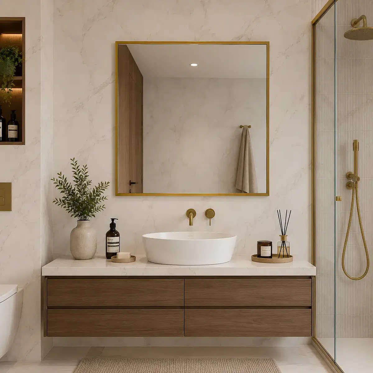 Espejo Mark Brushed Brass  80x80 cm 
