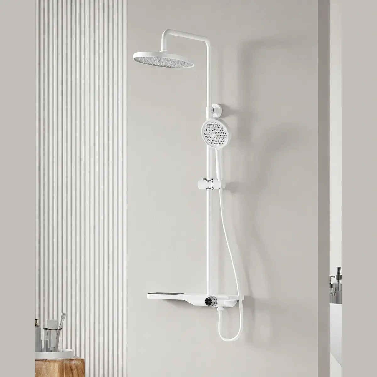Columna Tina Ducha Genau con Repisa Blanco