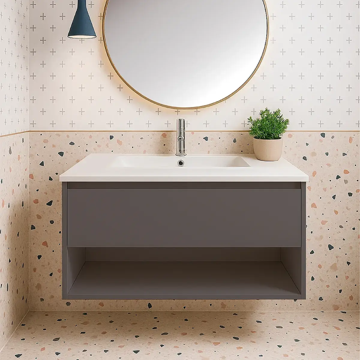 Mueble Suspendido Madison-N Incluye Lavamanos