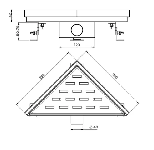 Desagüe Triangular Strom 25x25