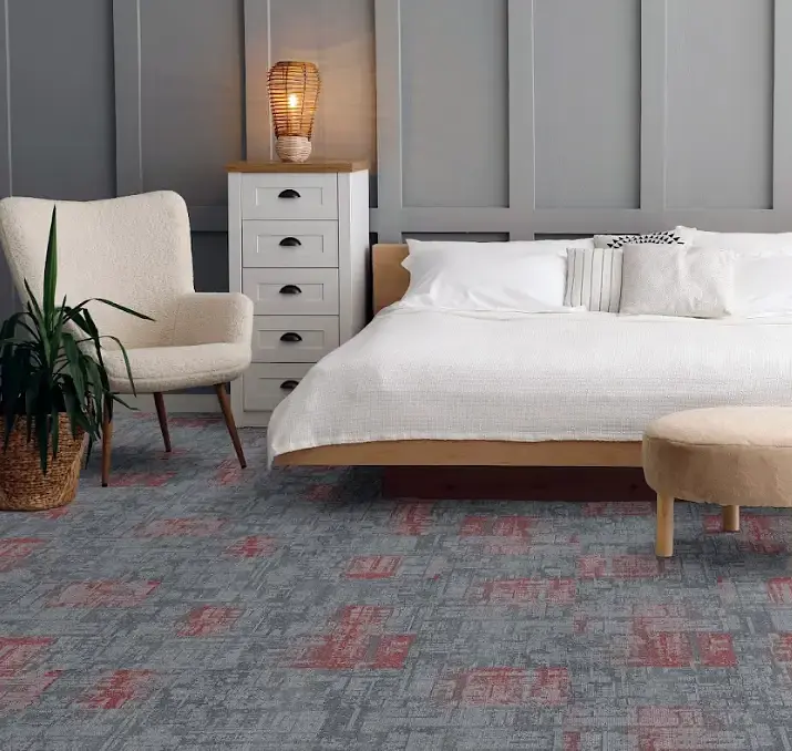 Alfombra modular Topaz Tile Gris-Rojo 50x50