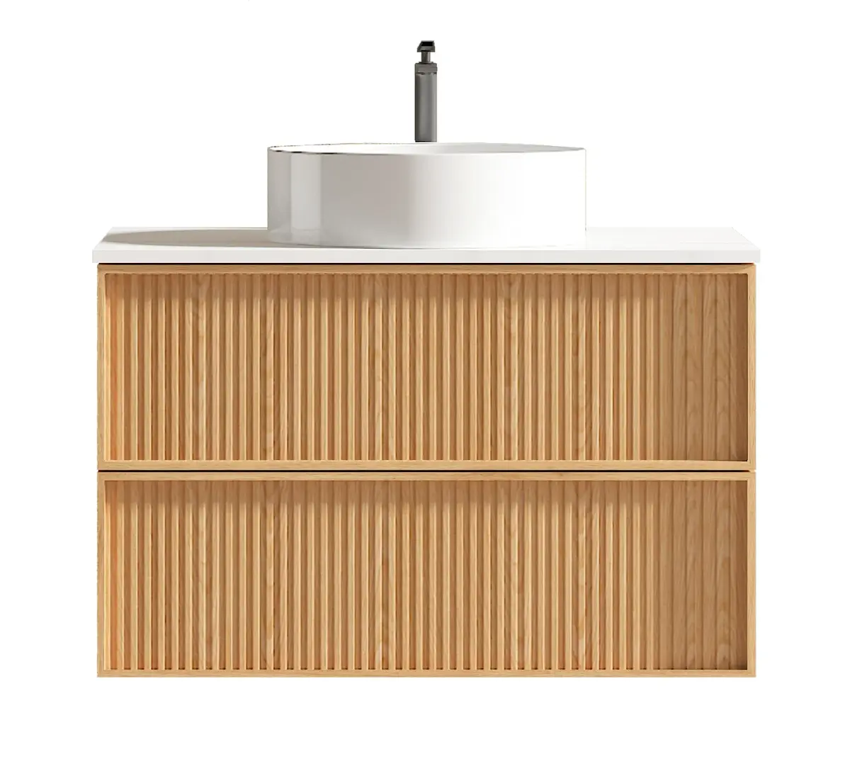 Mueble Suspendido Merkur Roble 80 cm Incluye Lavamanos