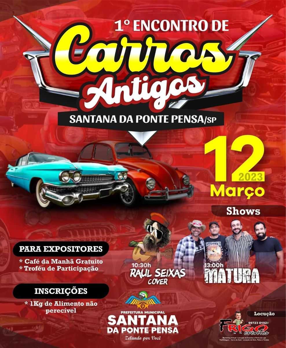 Santana da Ponte Pensa terá 1º Encontro de Carros Antigos