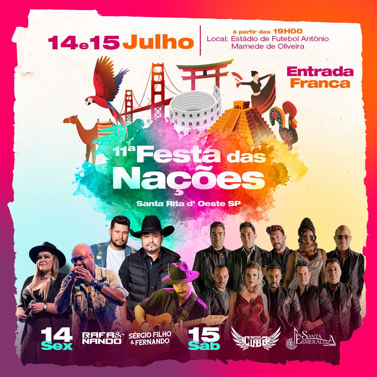 Santa Rita D’Oeste realiza 11ª Festa das Nações nos dias 14 e 15 de julho