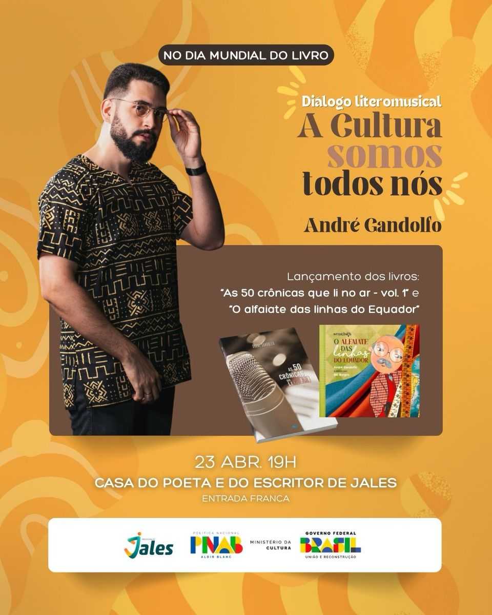 Evento “Diálogo Literomusical” celebra o Dia Mundial do Livro com literatura e música em Jales