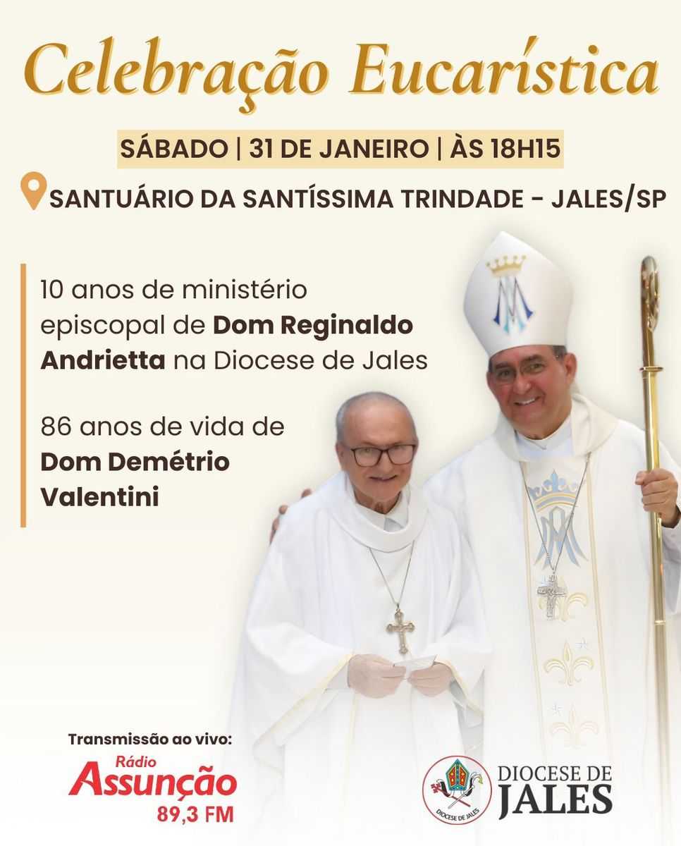 Missa em ação de graças celebra 10 anos de episcopado de Dom Reginaldo Andrietta e aniversário de Dom Demétrio Valentini