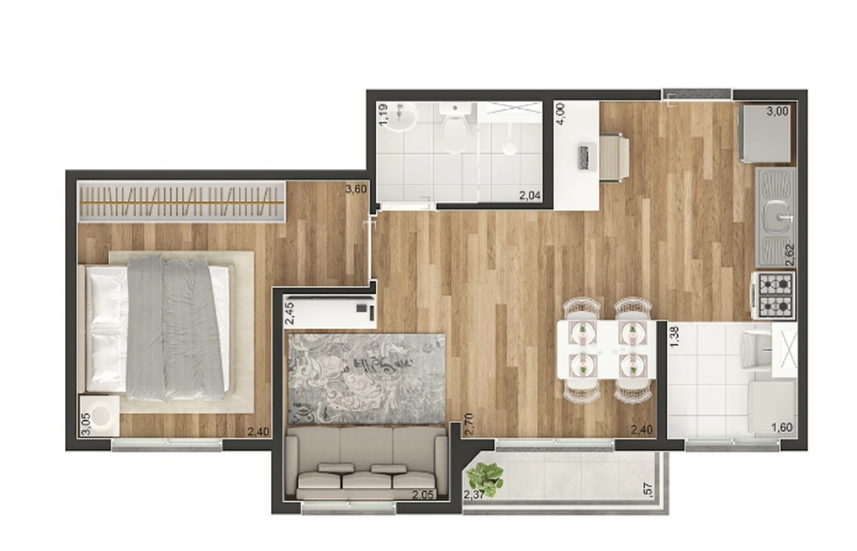 Planta de 37m² 0