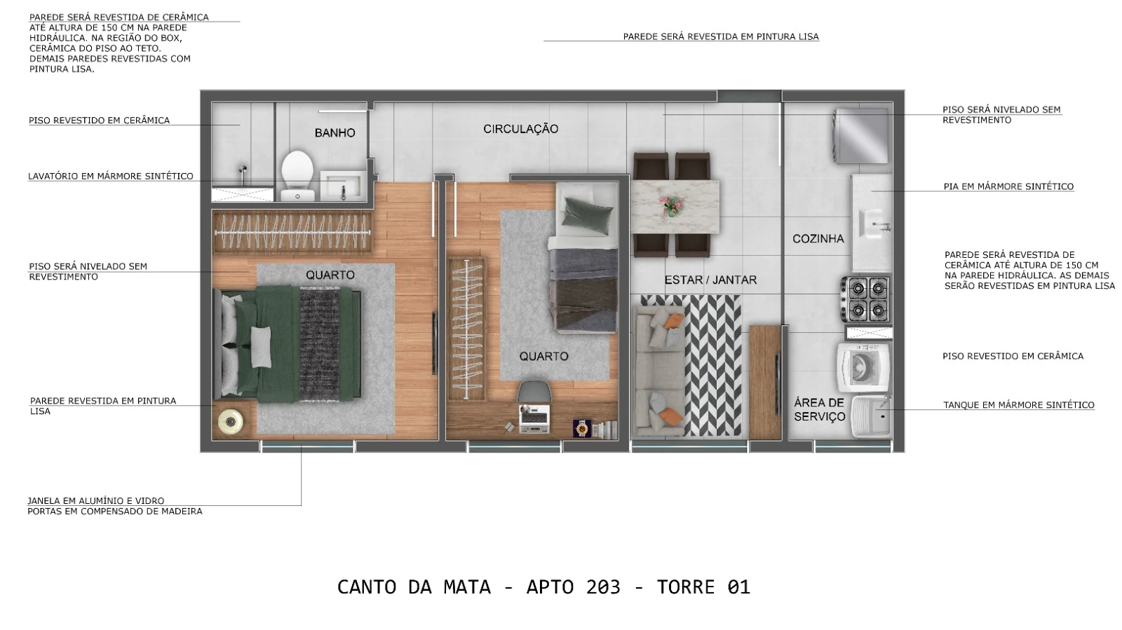 Apto com 36m² 0