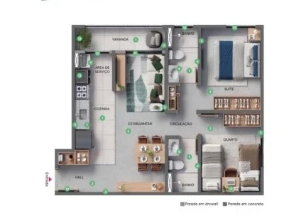 Planta 2 dormitórios 0