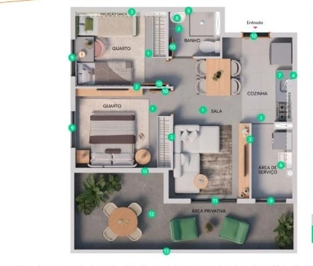 Planta com 41,34m² 0