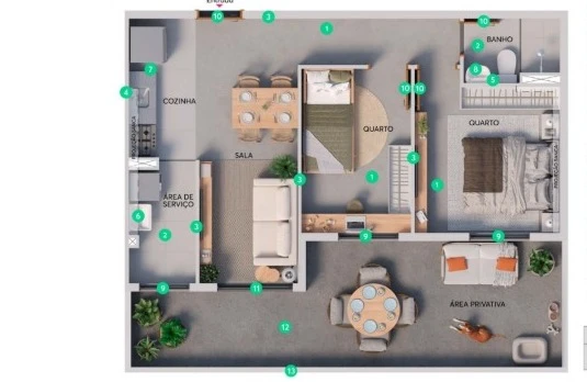 Planta com 41,34m² 0