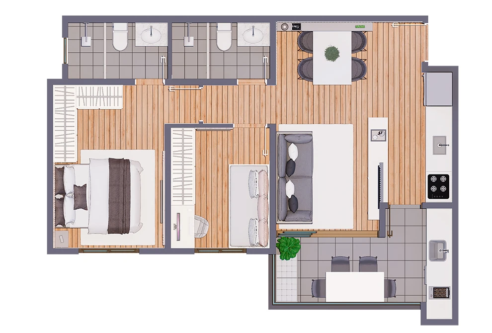 Apto com 58m² 0