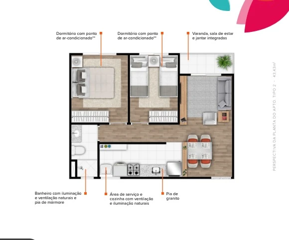 Planta de 43m² 0