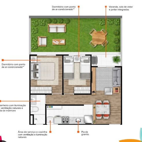Apto de 43m² 0