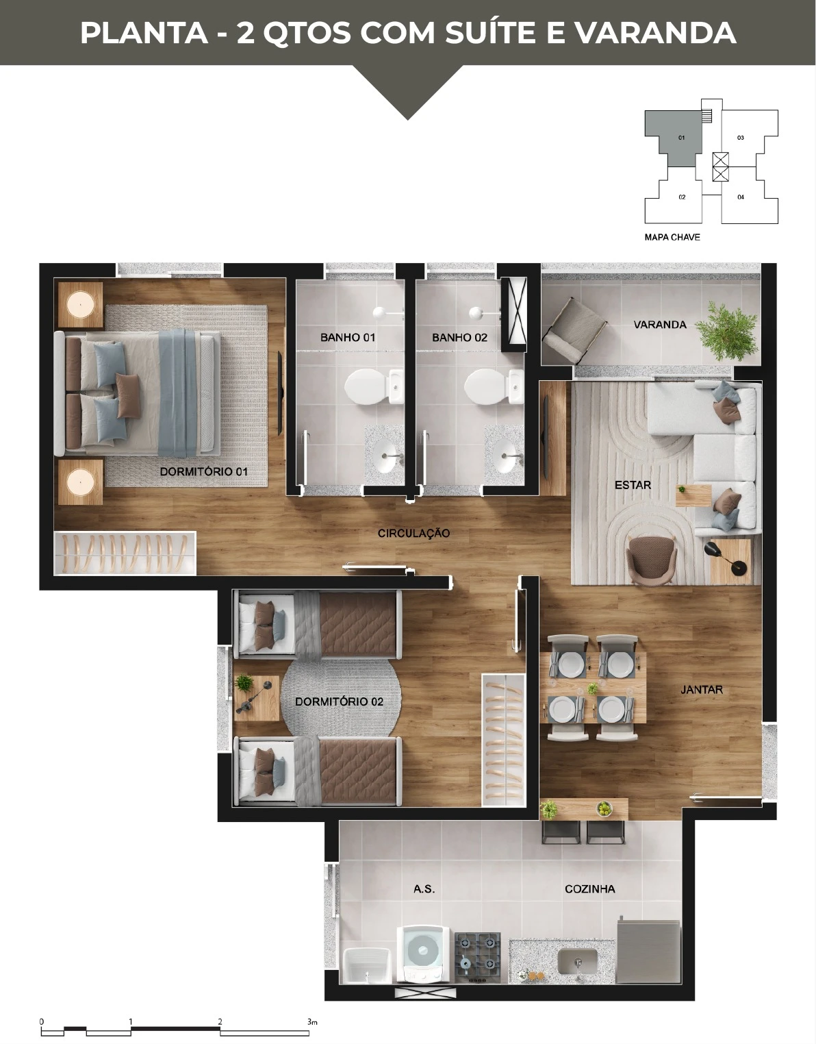 Apartamento 2 dormitórios com suíte 0