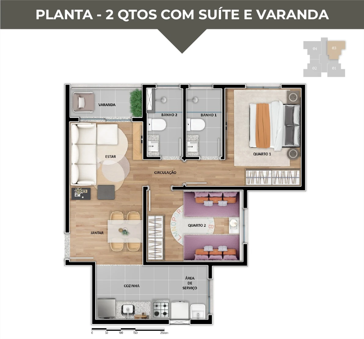 Apartamento 2 dormitórios com suíte 0