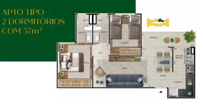 APTO TIPO 2 DORMITÓRIOS 0