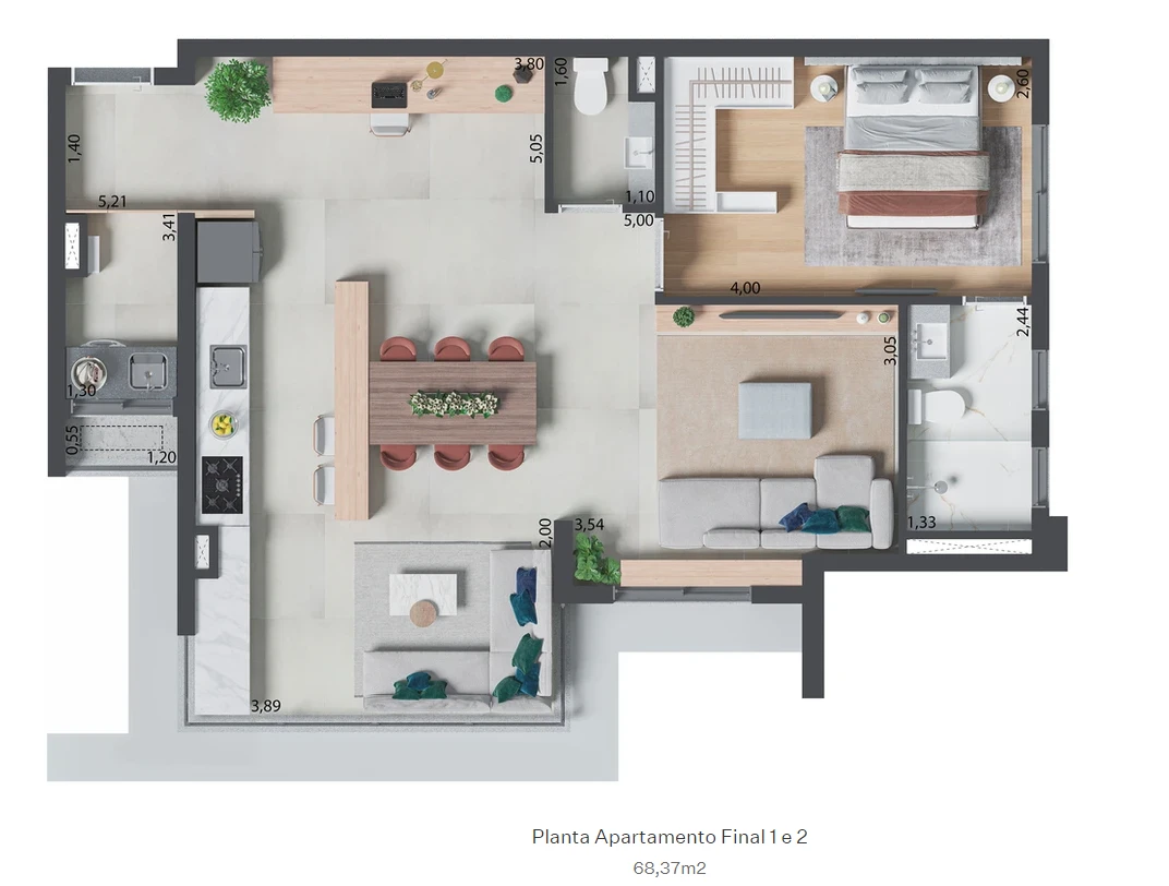 Apto 68m² 0