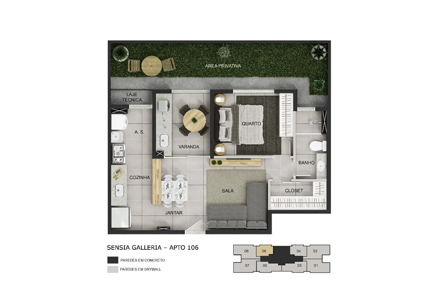 Apto com 57m² 0