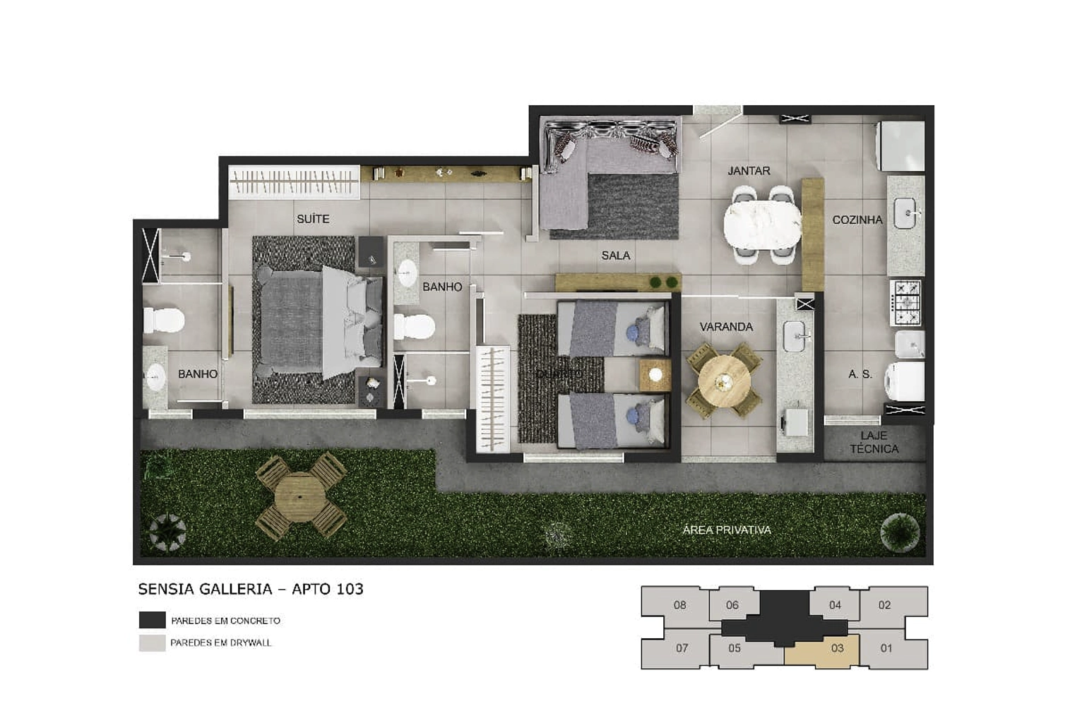 Apto com 62m² 0