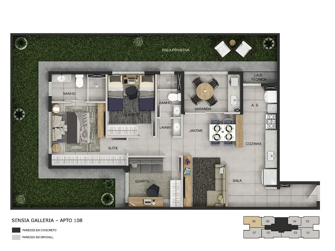 Apto com 74m² 0