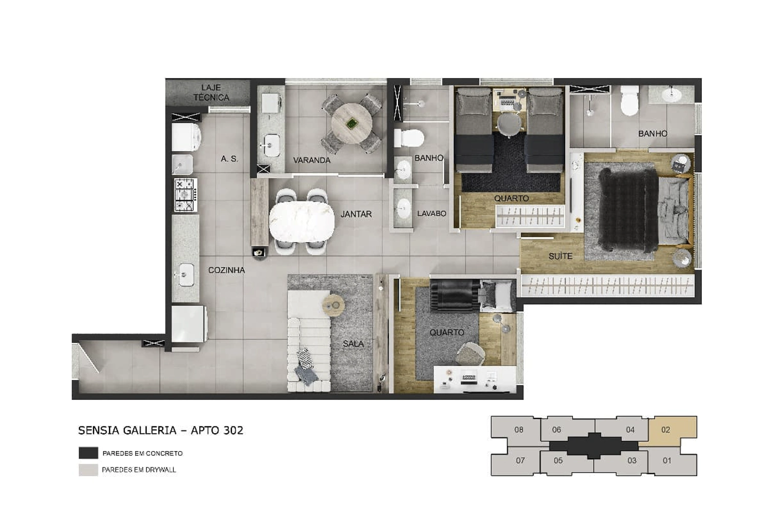 Apto com 74m² 0