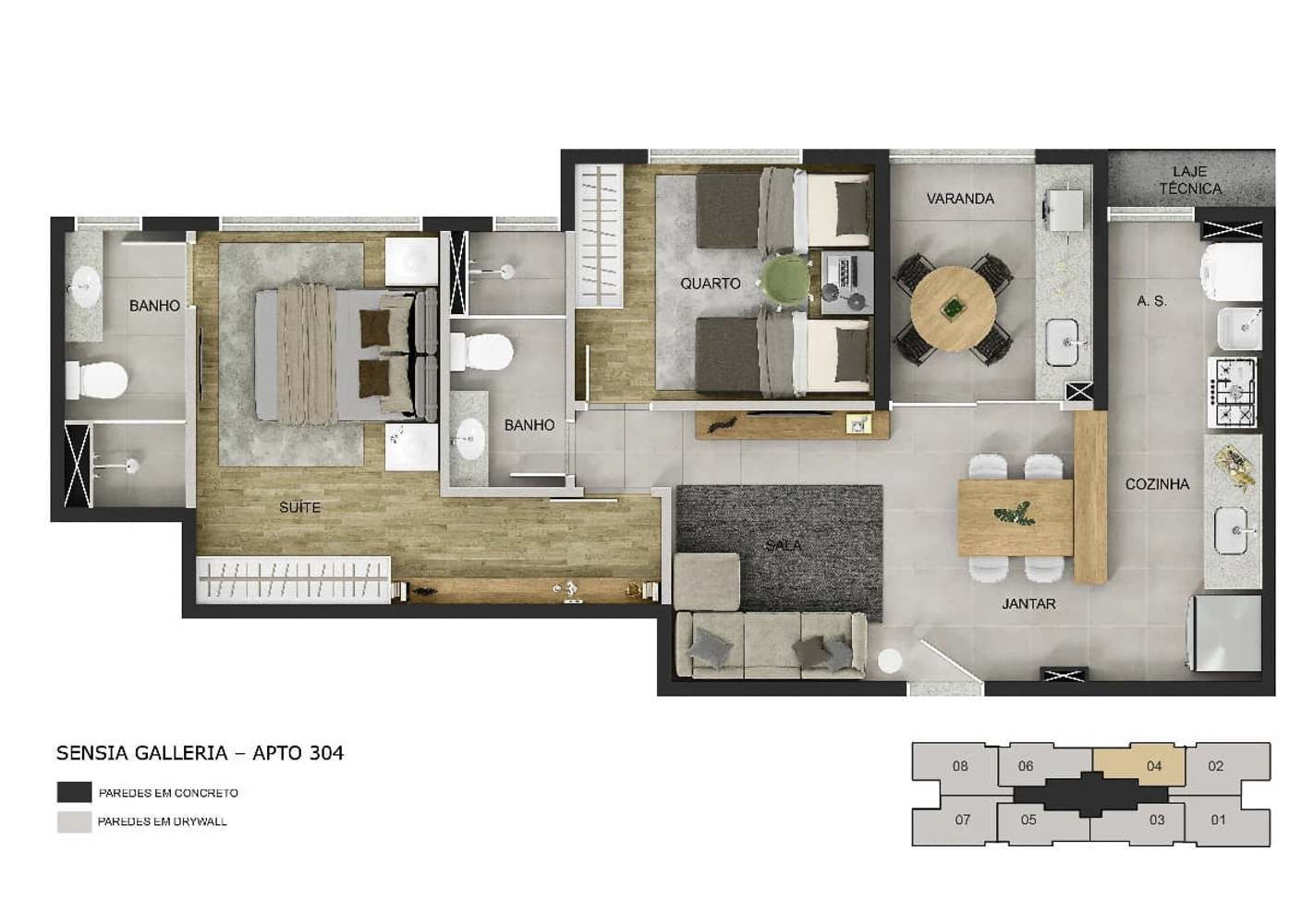 Apto com 62m² 0