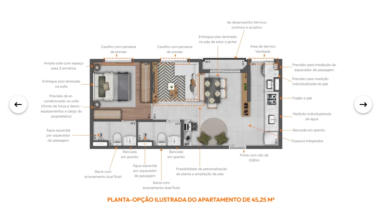 Apto com 45m² 0
