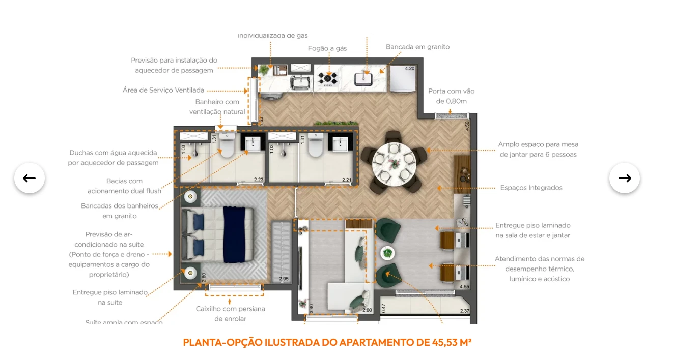 Apto com 45m² 0