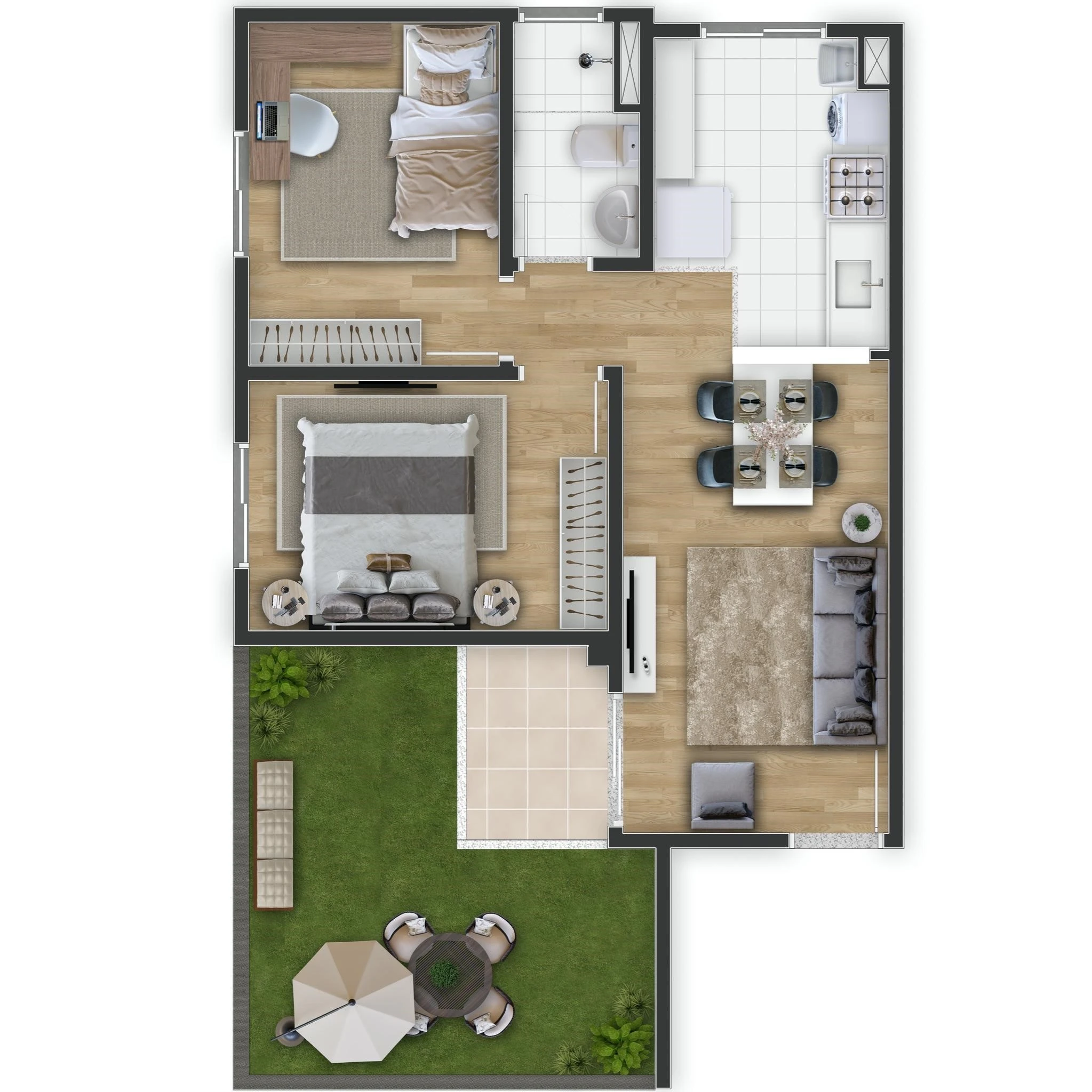 Apto com 60,28m² 0