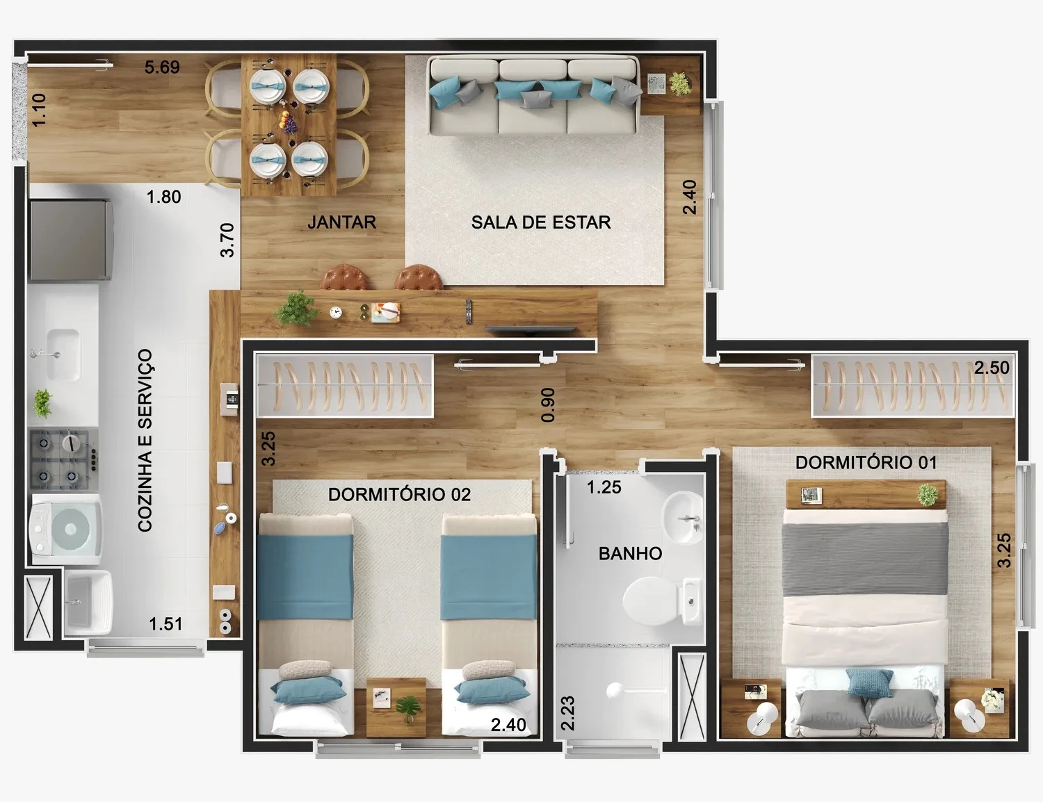 Apartamento 2 dormitórios 0
