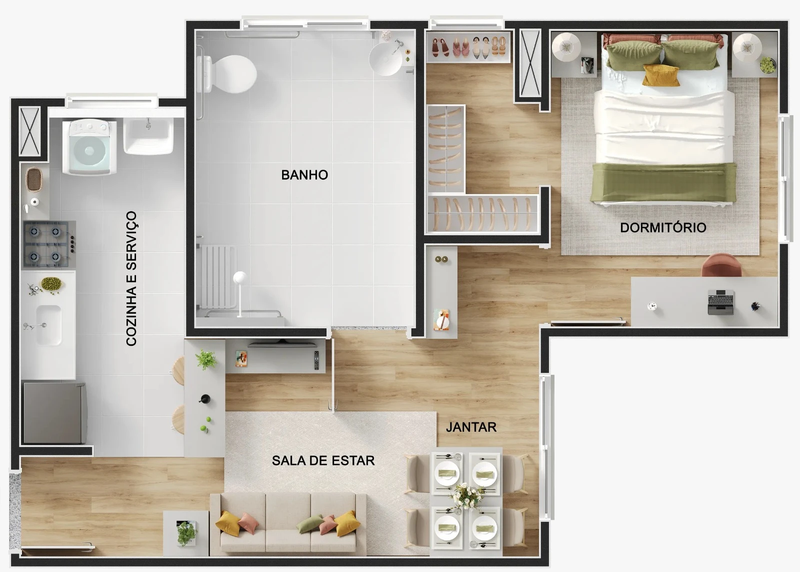 Apartamento 1 dormitório 0