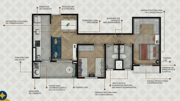 Apto com 60m² 0