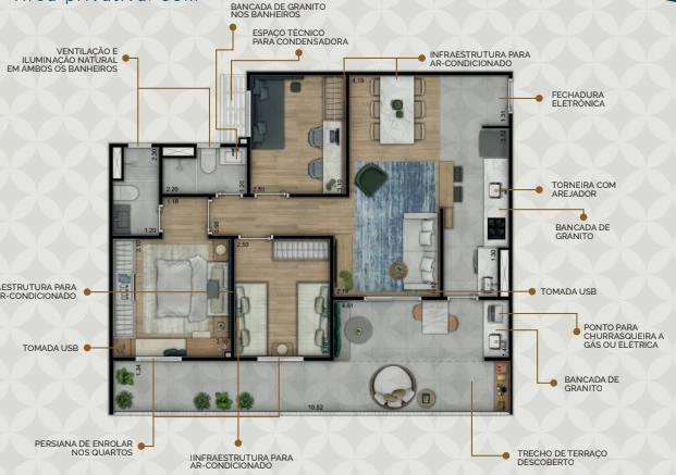 Apto com 88m² 0