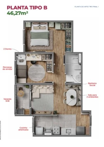 Apartamento 2 dormitórios 0