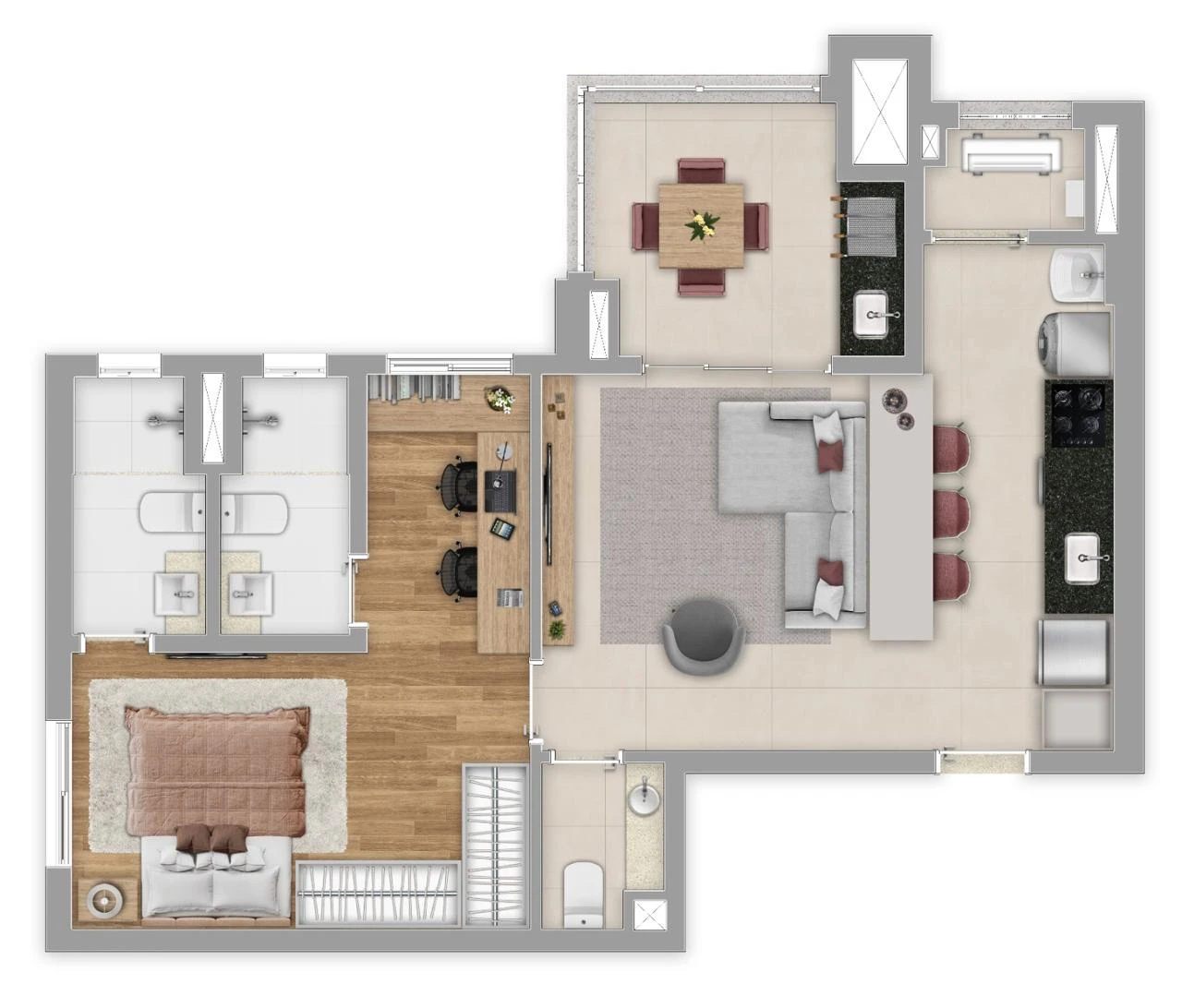 Apto com 68m² 0