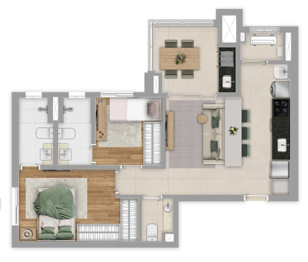 Apto de 68m² 0