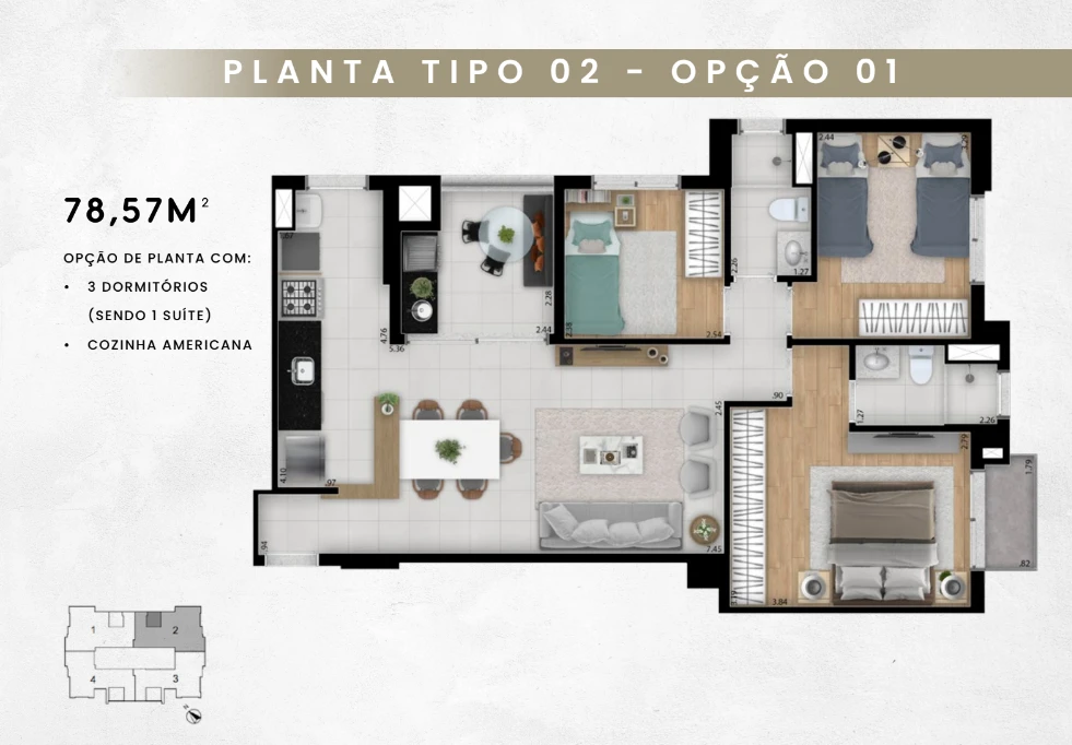 Apto 78m² 0