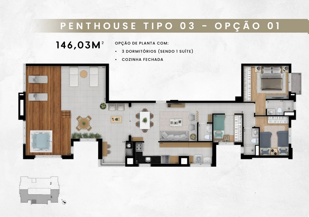 Penthouse 146m² 0