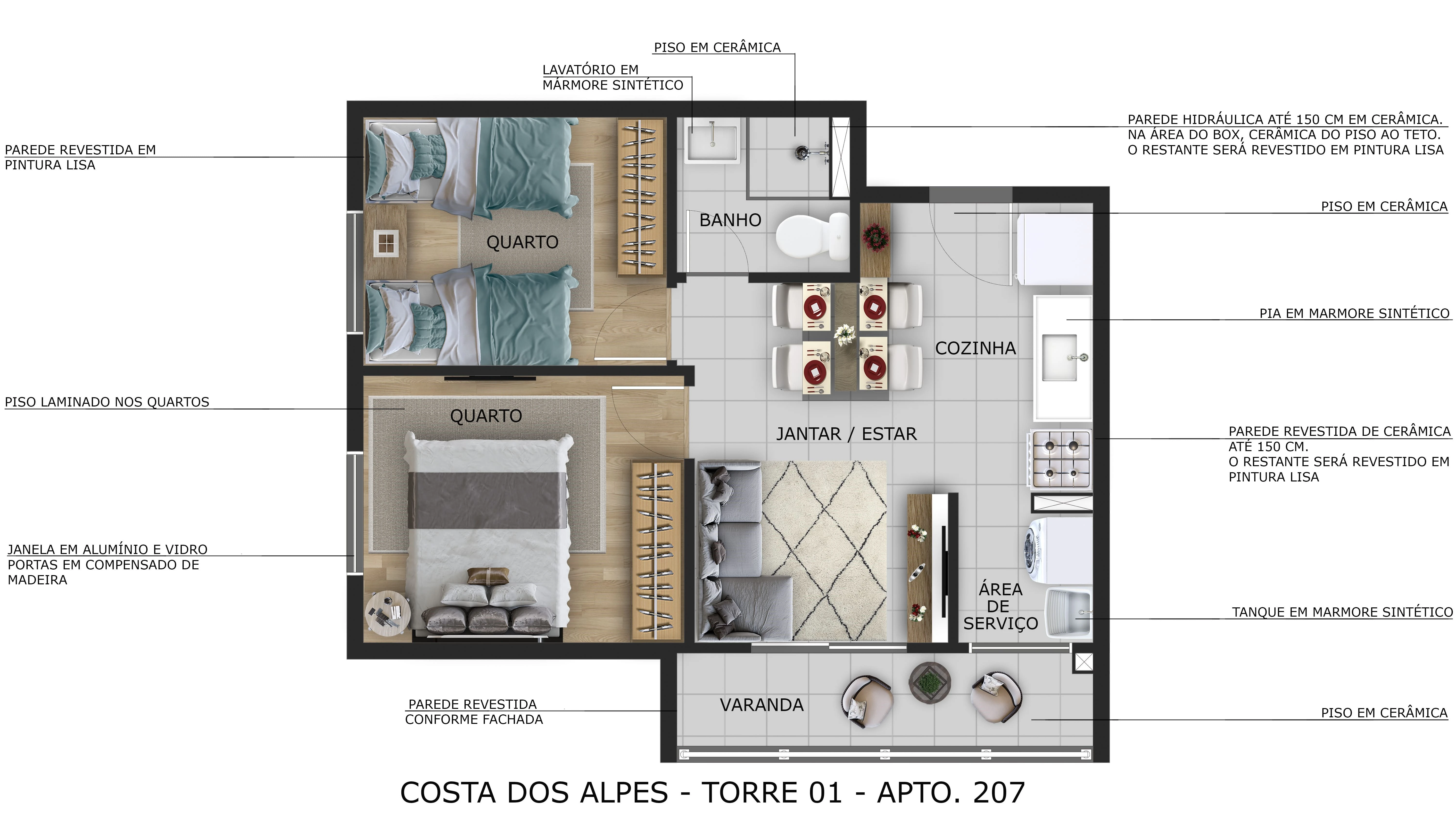 Apto com 41,34m² 0