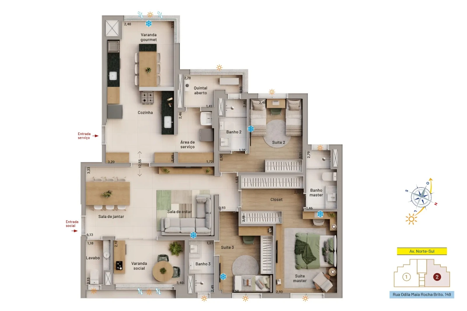 Apartamento 3 dormitórios 0