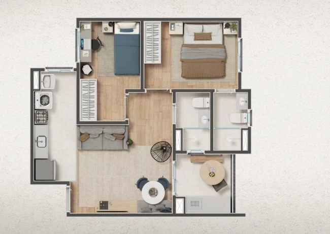 Apartamento 2 dormitórios 0