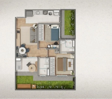 Apartamento 2 dormitórios 0