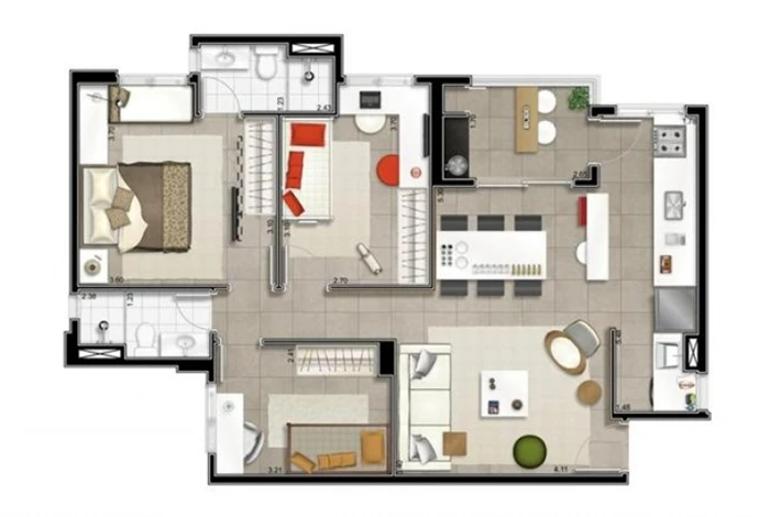 Planta 3 dormitórios 0