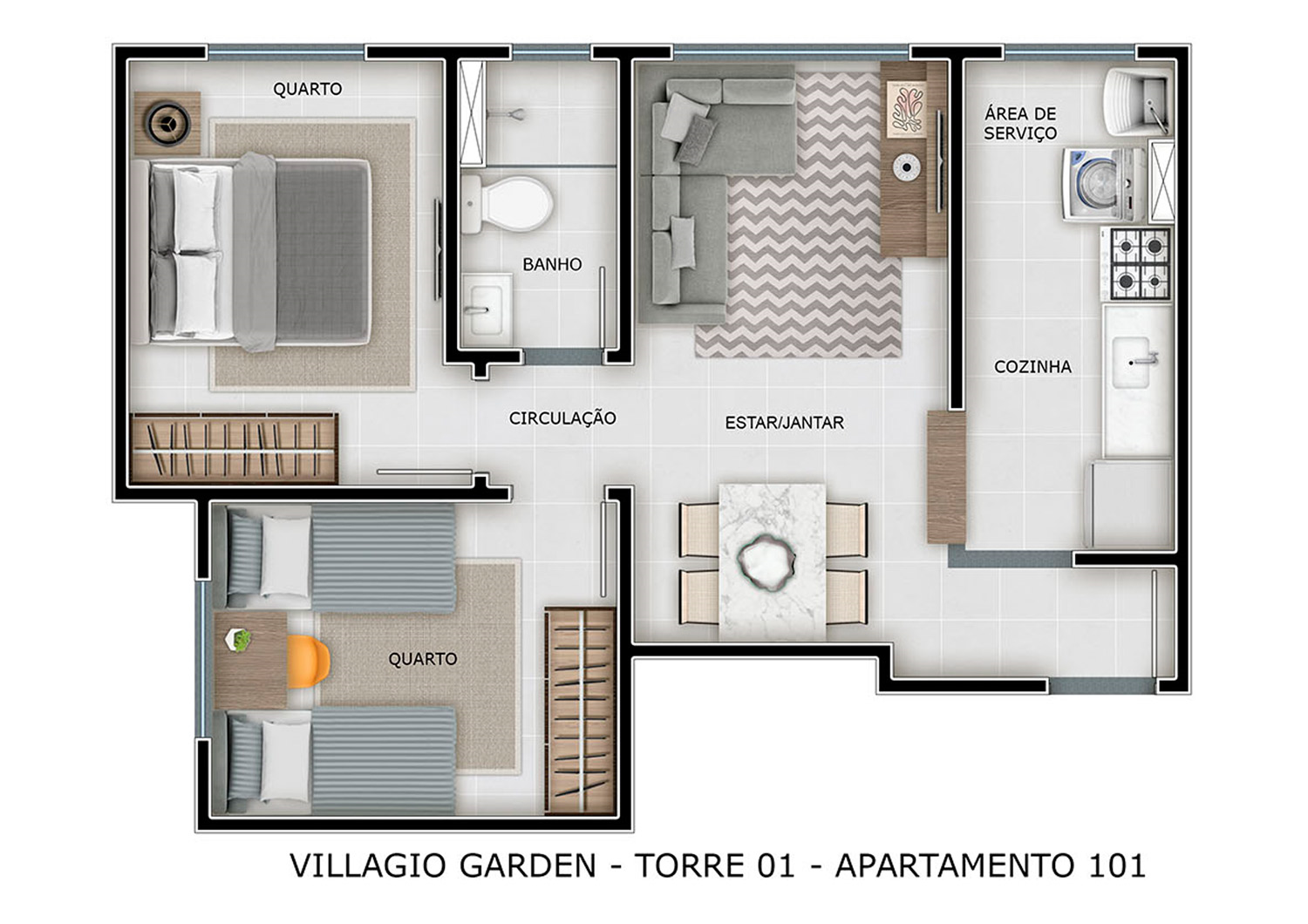 Apto com 42m² 0