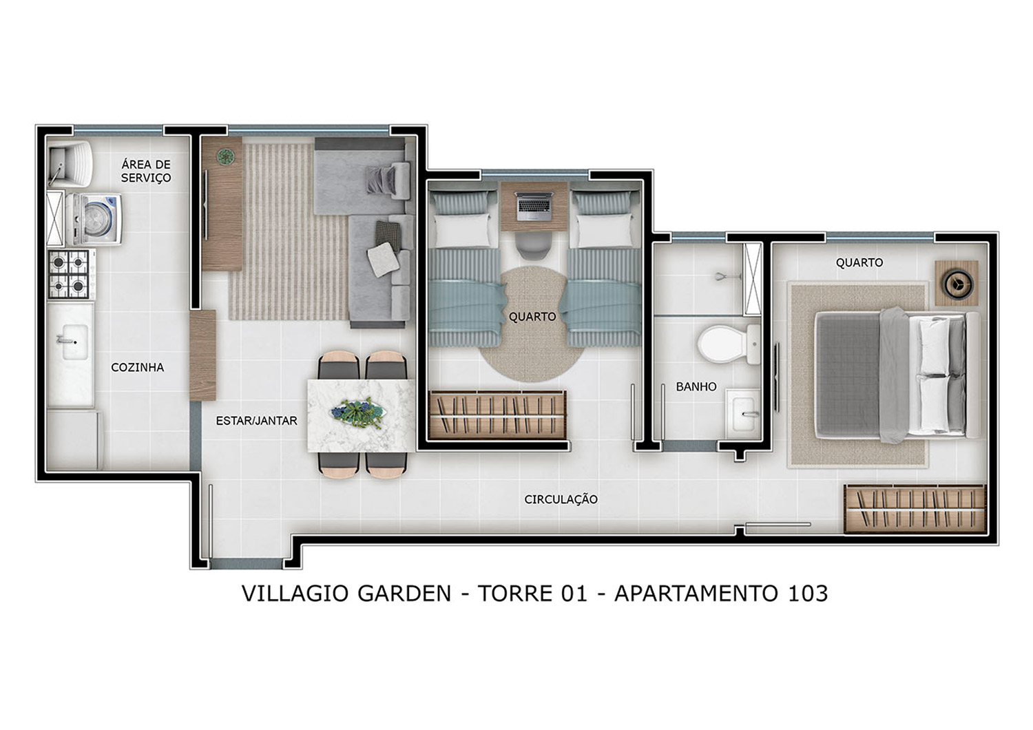Apto com 43m² 0