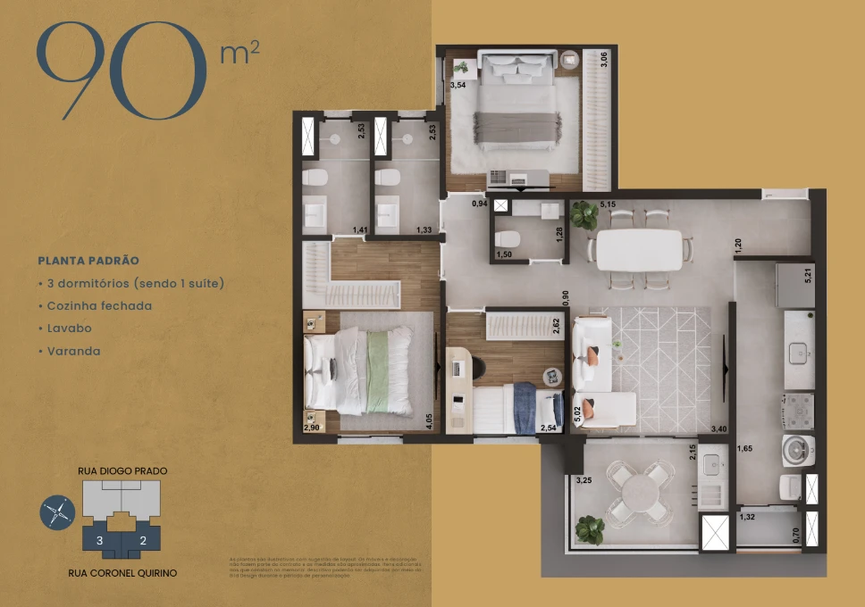 Apto com 120m² 0